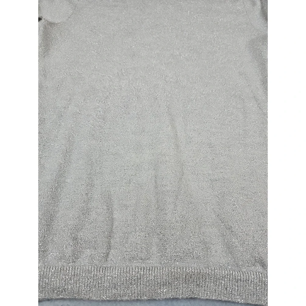 Banana Republic Women XS Petite Sweater Fine Italian Merino Wool Silver Metallic - Picture 3 of 9